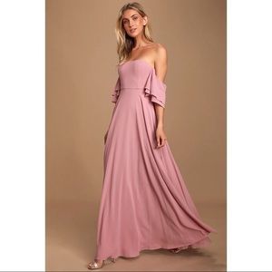 Dusty Lavender Off-the-Shoulder Maxi Dress